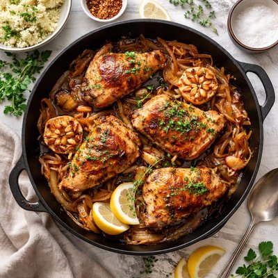 Image of Roasted Garlic Chicken with Caramelized Onions