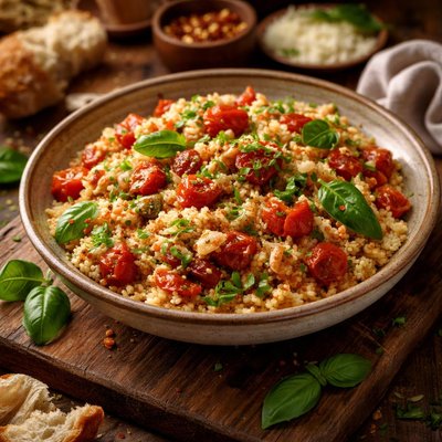 Image of Roasted Garlic Couscous with Tomatoes Basil