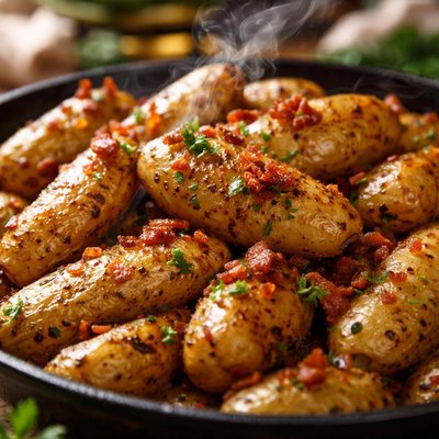 Image of Roasted Garlic Fingerling Potatoes with a Touch of Bacon