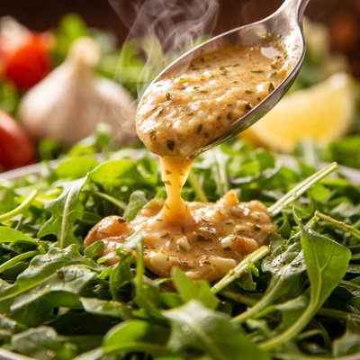 Image of Roasted Garlic Onion Dressing with Baby Arugula