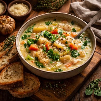Image of Roasted Garlic Potato Vegetable Soup