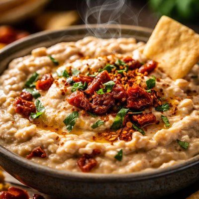 Image of Roasted Garlic Sun Dried Tomato and White Bean Dip