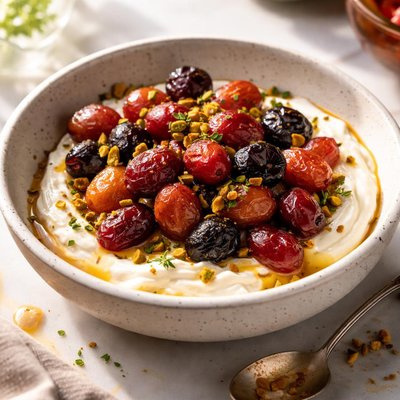 Image of Roasted Grapes with Yogurt