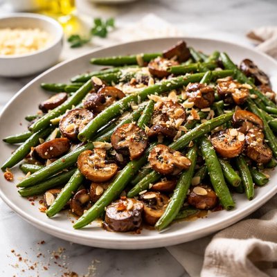 Image of Roasted Green Beans with Mushrooms