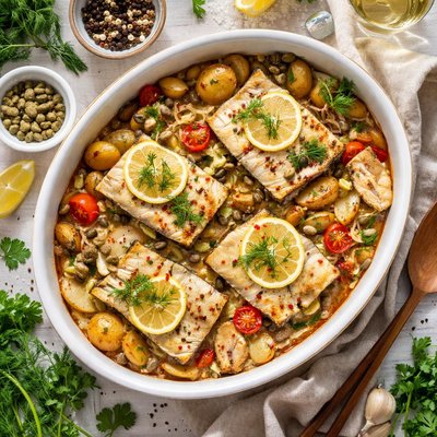 Image of Roasted Halibut with Fennel Potatoes