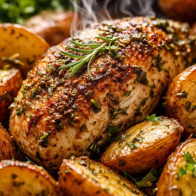 Image of Whole30 Roasted Herb Chicken with Potatoes