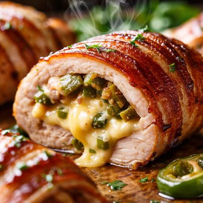 Image of Roasted Jalapeno Cheese Stuffed Bacon Wrapped Chicken