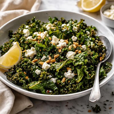 Image of Roasted Kale with Crumbled Feta