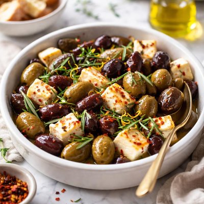 Image of Roasted Olives in Feta Cheese