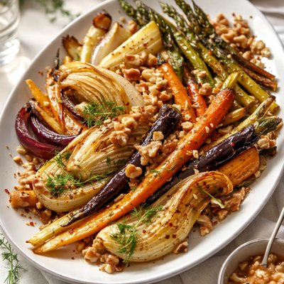 Image of Roasted or Grilled Vegetables with Fennel and Walnut Butter