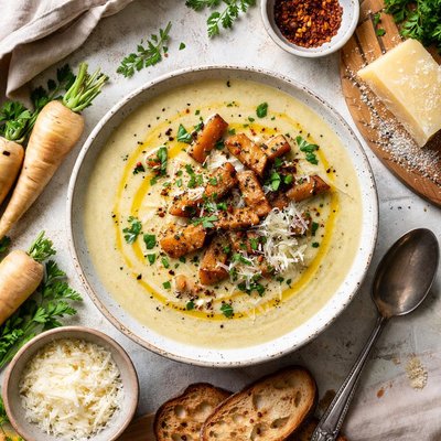 Image of Roasted Parsnip and Parmesan Soup