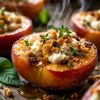 Image of Roasted Peaches with Goat Cheese and Honey