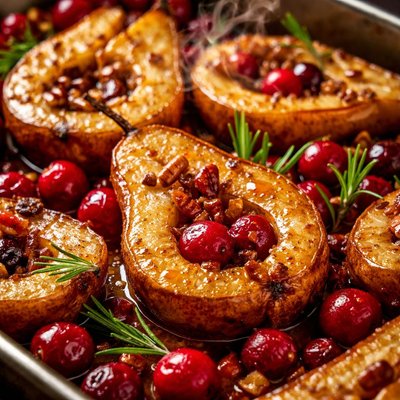 Image of Roasted Pears with Fresh Cranberries