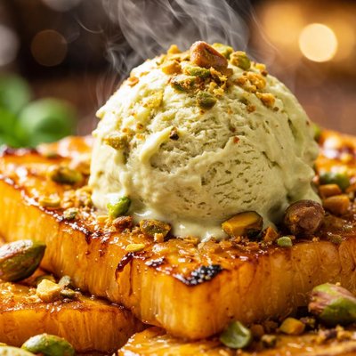 Image of Roasted Pineapple with Pistachio Ice Cream