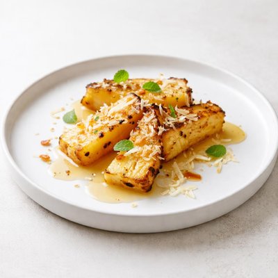 Image of Roasted Pineapple with Rum Vanilla Sauce and Coconut