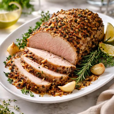 Image of Roasted Pork Loin with Mustard Garlic and Herbs