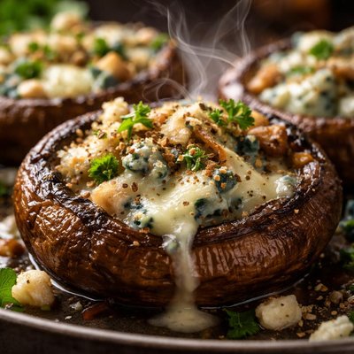Image of Roasted Portabella Mushrooms with Blue Cheese