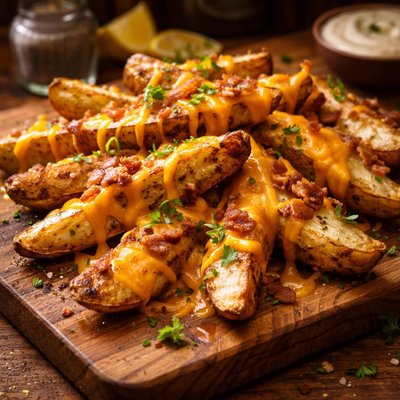 Image of Roasted Potato Wedges with Cheddar Cheese