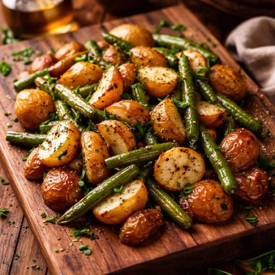 Image of Roasted Potatoes and Green Beans