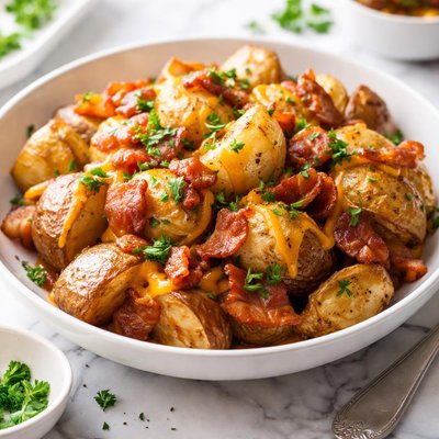 Image of Roasted Potatoes with Bacon Cheese and Parsley