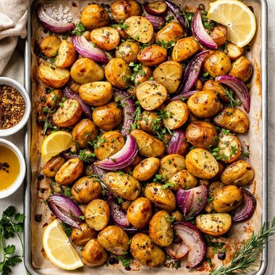 Image of Roasted Potatoes with Red Onions