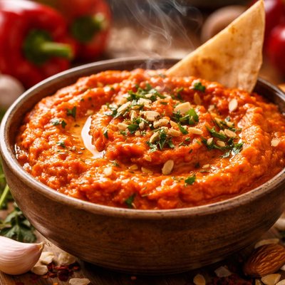 Image of Roasted Red Pepper Almond and Garlic Dip
