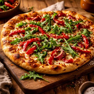 Image of Roasted Red Pepper and Arugula Pizza