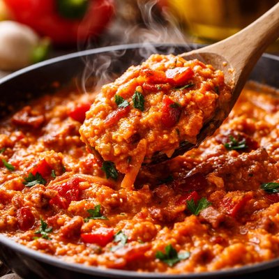 Image of Roasted Red Pepper and Bacon Sauce