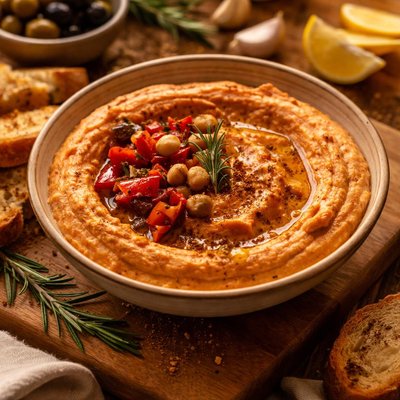 Image of Roasted Red Pepper and Rosemary Hummus