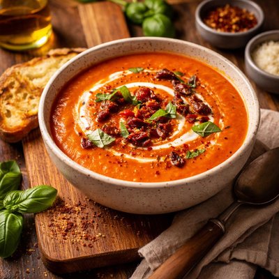 Image of Roasted Red Pepper and Sun Dried Tomato Soup