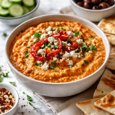 Image of Roasted Red Pepper Feta and White Bean Dip