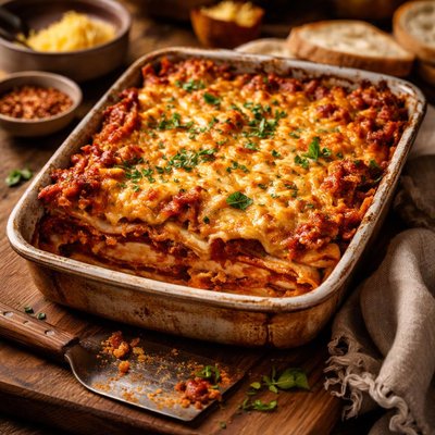 Image of Roasted Red Pepper Lasagna with Old Cheddar