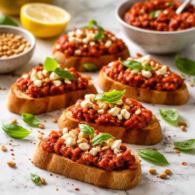 Image of Roasted Red Pepper Pesto Crostini