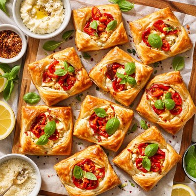 Image of Roasted Red Sweet Pepper Provolone and Ricotta Puffs
