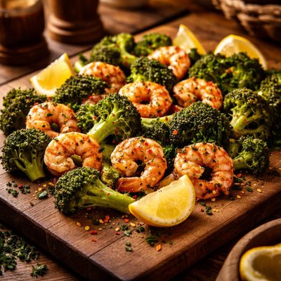 Image of Roasted Shrimp and Broccoli