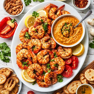 Image of Roasted Shrimp with Romesco Sauce