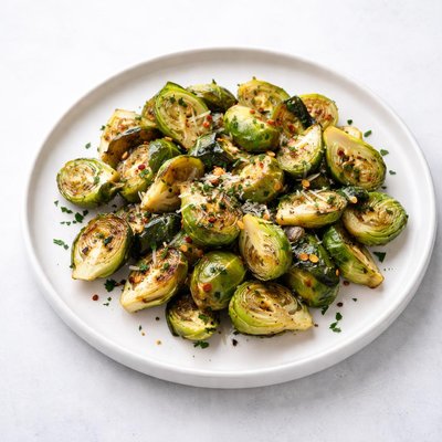 Image of Roasted Sliced Brussels Sprouts with Garlic