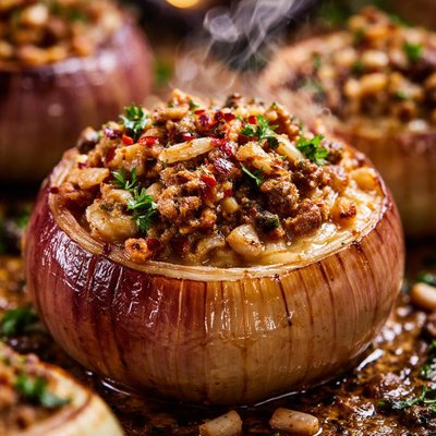 Image of Roasted Stuffed Onions the Naked Chef Jamie Oliver