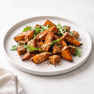 Image of Roasted Sweet Potatoes with Tempeh