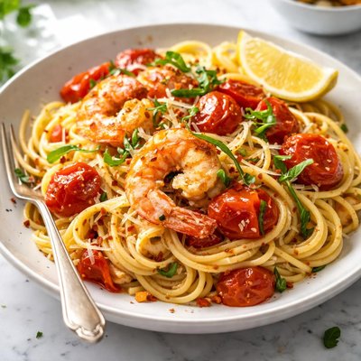 Image of Roasted Tomato and Shrimp Pasta