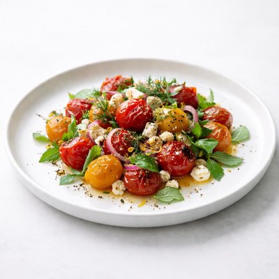 Image of Roasted Tomato Salad with Herbs and Feta