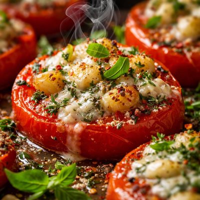 Image of Roasted Tomatoes with Garlic Gorgonzola and Herbs