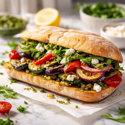Image of Roasted Vegetable Feta Sandwich