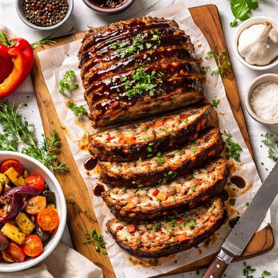 Image of Roasted Vegetable Meatloaf with Balsamic Glaze Bobby Flay