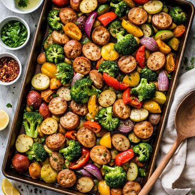 Image of Roasted Vegetables with Chicken Sausage
