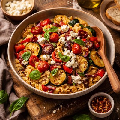 Image of Roasted Vegetables with Feta and Orzo