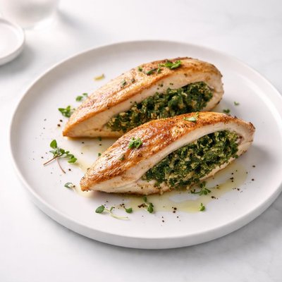 Image of Roasted Whole Chicken Breasts with Green Stuffing