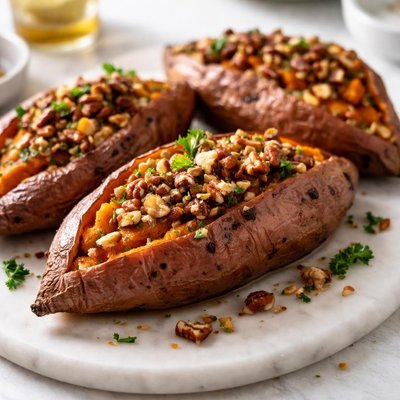 Image of Roasted Whole Sweet Potatoes with Maple Ginger Topping