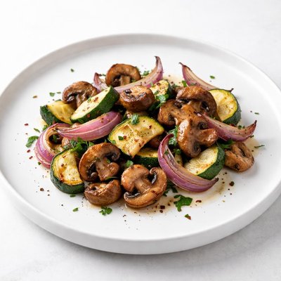 Image of Roasted Zucchini Mushrooms and Onions