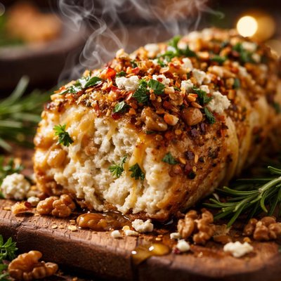 Image of Robust Cheddar Feta and Walnut Cheese Log